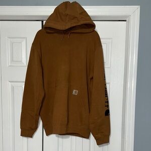 Carhartt Men's Brown logo sleeve Hoodie